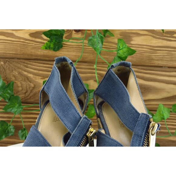 Michael Kors Sz 6.5 M Blue Gladiator Fabric Women Sandals - Picture 3 of 7